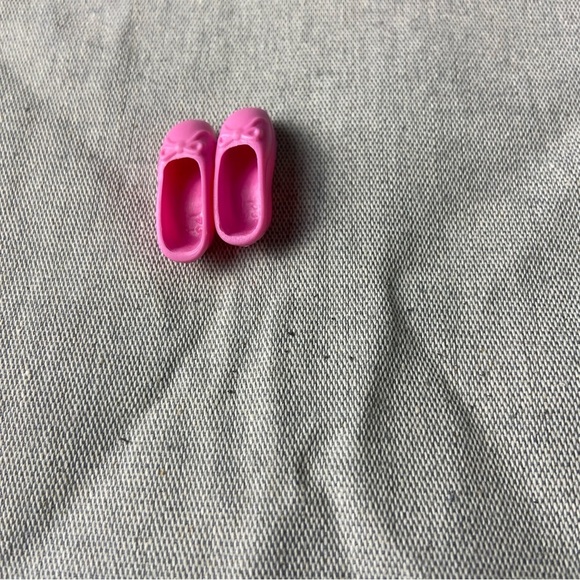 Barbie Doll Ballet Shoes Ballerina Slippers Bows Dark Pink - Picture 4 of 5
